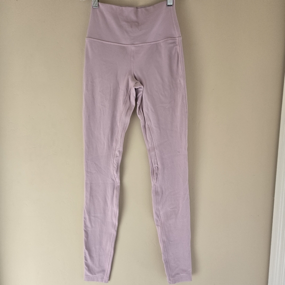 Lululemon High Waisted Blush Pink Leggings size 4 Tall Wunder Under - Picture 2 of 6